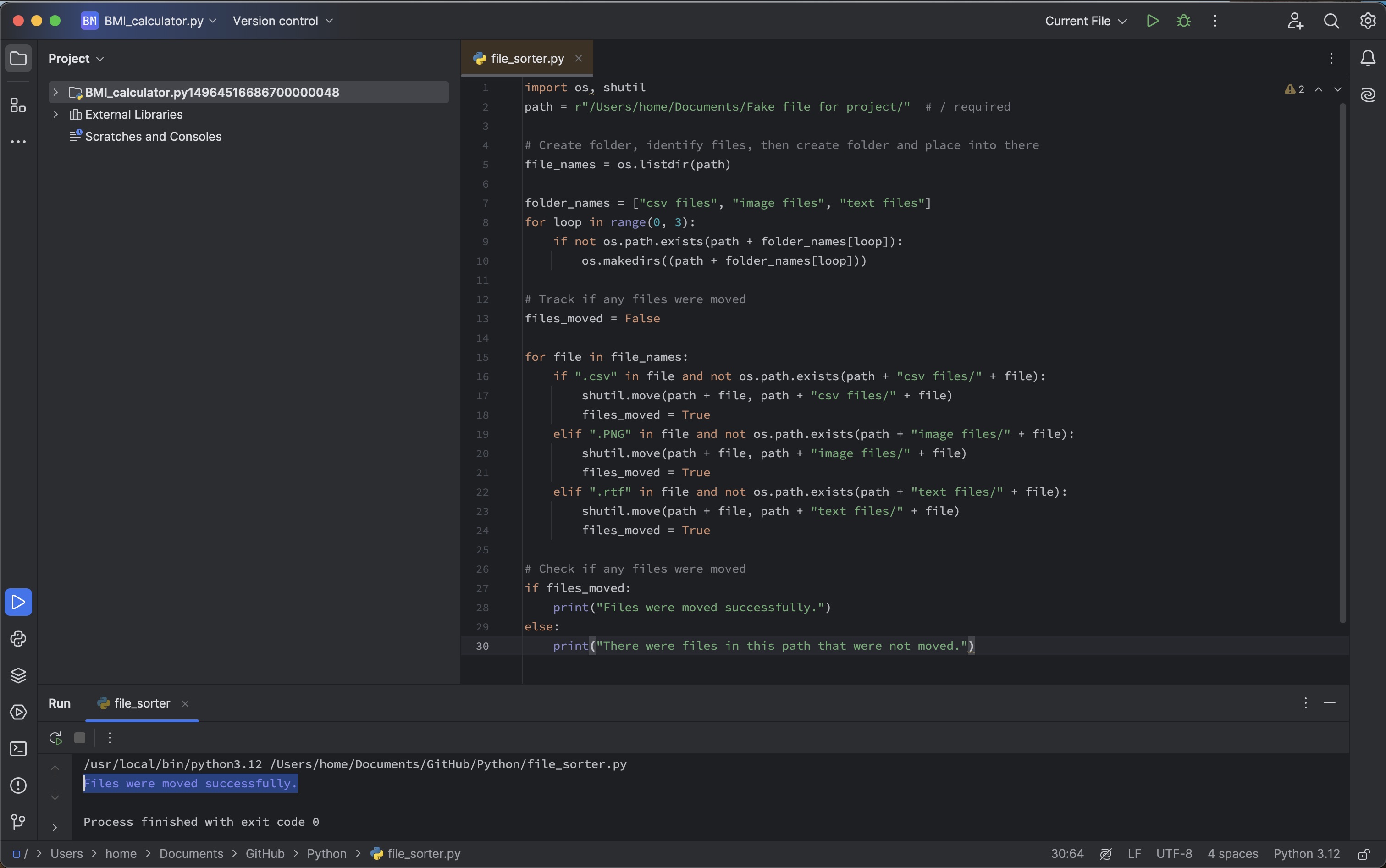 File sorter example
